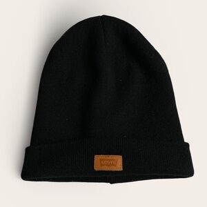 Levi's black beanie with brown patch